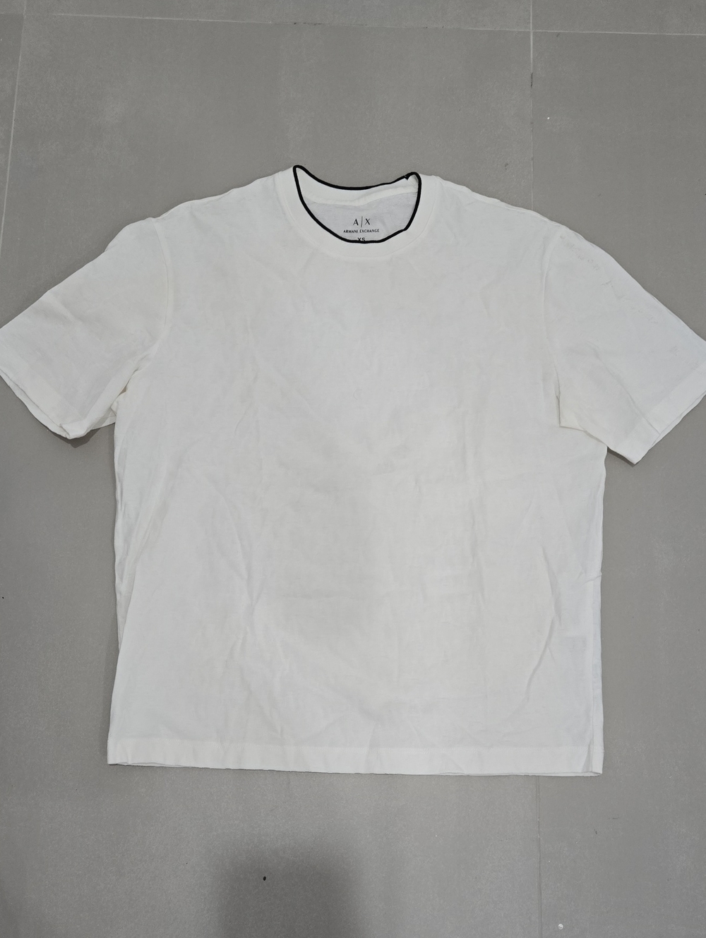 Armani Exchange White Crew Neck Tee with Black Trim Size XS